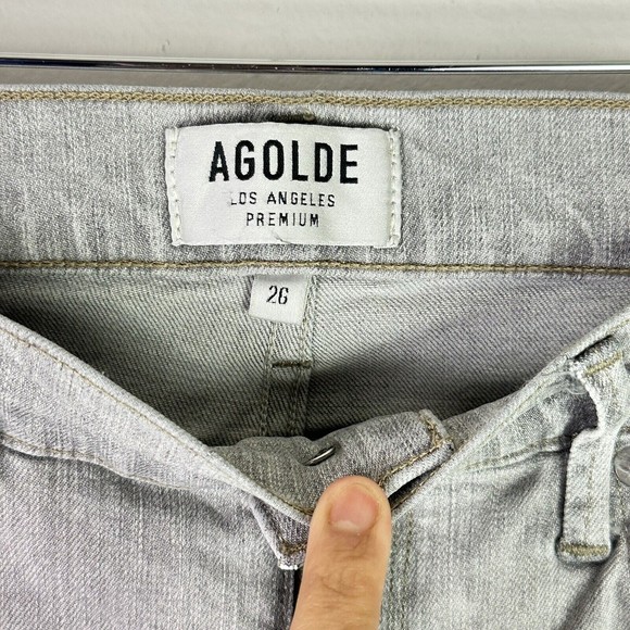 Agolde Sophie Jeans Women's Sz 26 High Rise Skinny Crop Gray Distressed - Picture 8 of 14